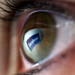 Facebook logo in eye